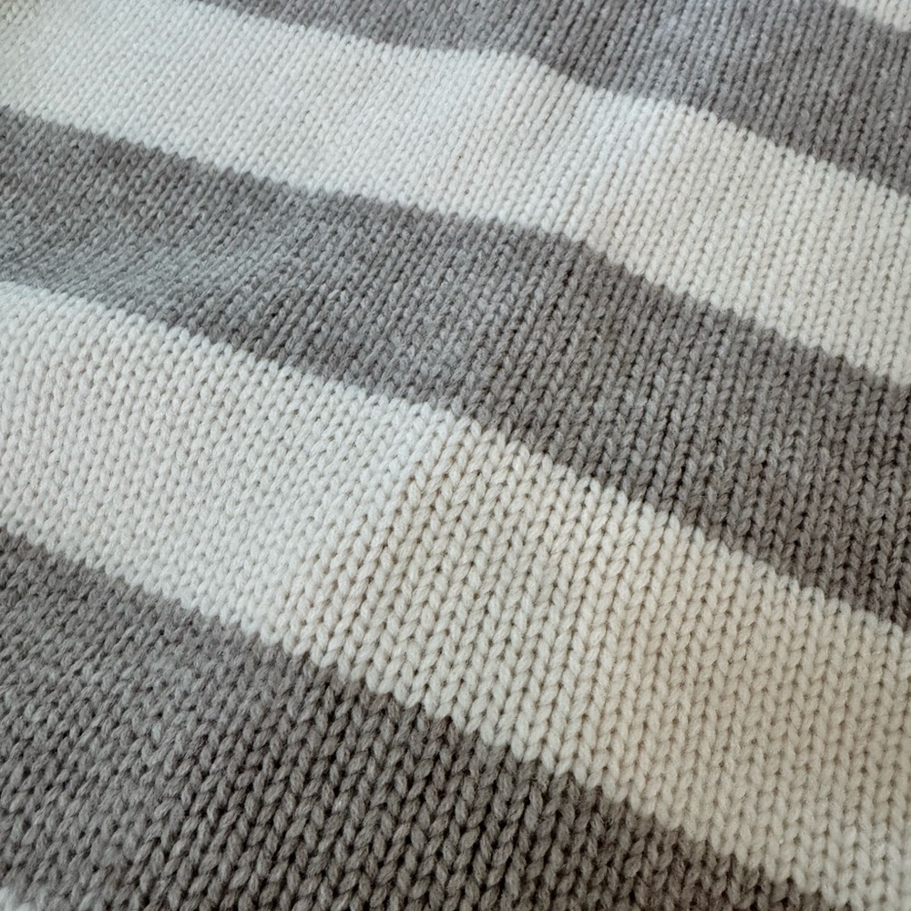 La Ligne oversized Neutral Stripe Wool Cardigan in Cream & Taupe - Picture 4 of 4